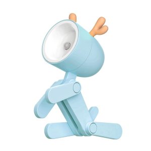 Adapter |   Cartoon Night Light Kid Lamp Mini Deer LED Desk Lamps Cute DIY Portable with Adjustable Phone Holder for Kids Students Bedroom Bookends Nursery Room Blue Adapter Adapter