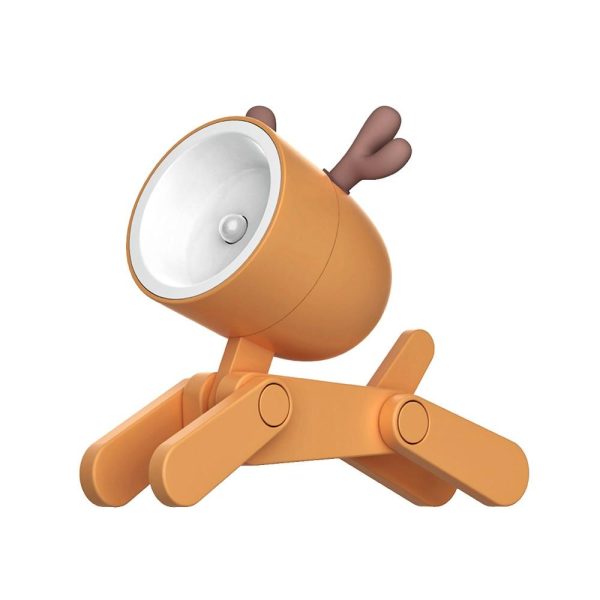 Adapter |   Cartoon Night Light Kid Lamp Mini Deer LED Desk Lamps Cute DIY Portable with Adjustable Phone Holder for Kids Students Bedroom Bookends Nursery Room Orange Adapter Adapter