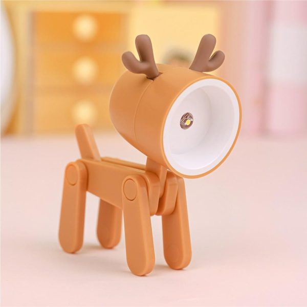 Adapter |   Cartoon Night Light Kid Lamp Mini Deer LED Desk Lamps Cute DIY Portable with Adjustable Phone Holder for Kids Students Bedroom Bookends Nursery Room Orange Adapter Adapter