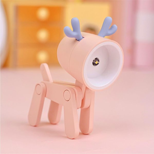 Adapter |   Cartoon Night Light Kid Lamp Mini Deer LED Desk Lamps Cute DIY Portable with Adjustable Phone Holder for Kids Students Bedroom Bookends Nursery Room Pink Adapter Adapter