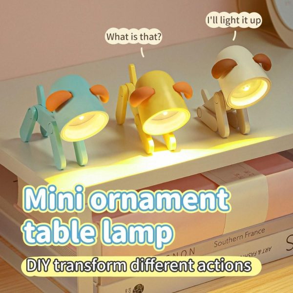 Adapter |   Cartoon Night Light Kid Lamp Mini Dog LED Desk Lamps Cute DIY Portable with Adjustable Phone Holder for Kids Students Bedroom Bookends Nursery Room Beige Adapter Adapter