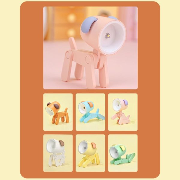 Adapter |   Cartoon Night Light Kid Lamp Mini Dog LED Desk Lamps Cute DIY Portable with Adjustable Phone Holder for Kids Students Bedroom Bookends Nursery Room Beige Adapter Adapter