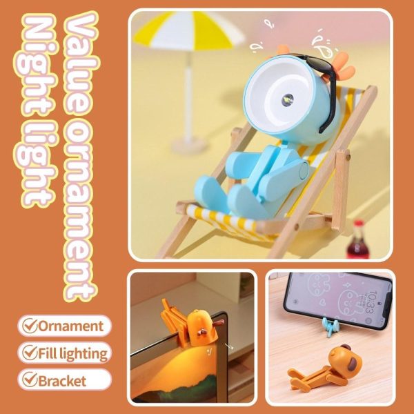 Adapter |   Cartoon Night Light Kid Lamp Mini Dog LED Desk Lamps Cute DIY Portable with Adjustable Phone Holder for Kids Students Bedroom Bookends Nursery Room Blue Adapter Adapter