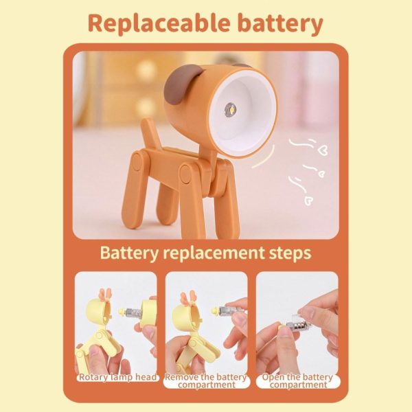 Adapter |   Cartoon Night Light Kid Lamp Mini Dog LED Desk Lamps Cute DIY Portable with Adjustable Phone Holder for Kids Students Bedroom Bookends Nursery Room Green Adapter Adapter