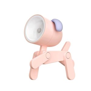 Adapter |   Cartoon Night Light Kid Lamp Mini Dog LED Desk Lamps Cute DIY Portable with Adjustable Phone Holder for Kids Students Bedroom Bookends Nursery Room Pink Adapter Adapter