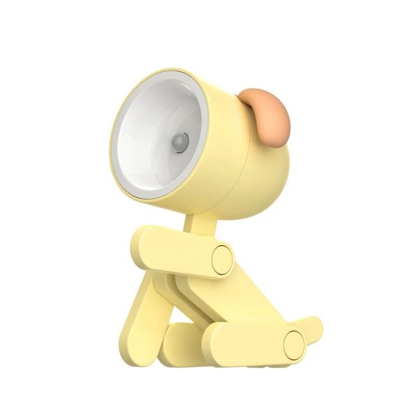 Adapter |   Cartoon Night Light Kid Lamp Mini Dog LED Desk Lamps Cute DIY Portable with Adjustable Phone Holder for Kids Students Bedroom Bookends Nursery Room Yellow Adapter Adapter