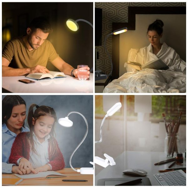 Adapter |   Led Flexible Clip on Book Light Eye-Caring Bookmark Reading Lamp USB Rechargeable Stepless Dimming Night Light White1 Adapter Adapter