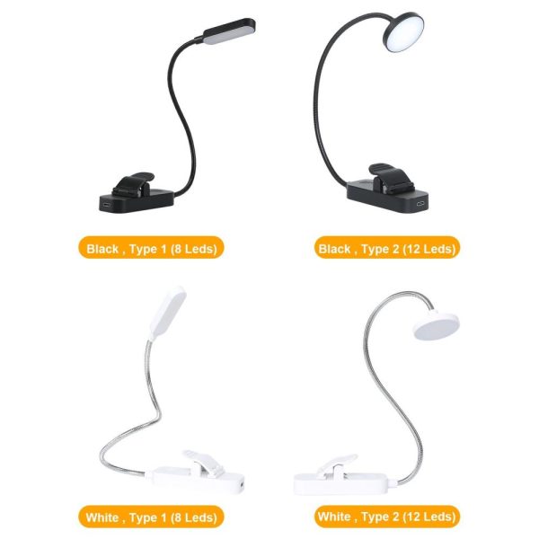 Adapter |   Led Flexible Clip on Book Light Eye-Caring Bookmark Reading Lamp USB Rechargeable Stepless Dimming Night Light White1 Adapter Adapter