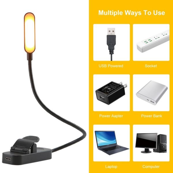 Adapter |   Led Flexible Clip on Book Light Eye-Caring Bookmark Reading Lamp USB Rechargeable Stepless Dimming Night Light White1 Adapter Adapter