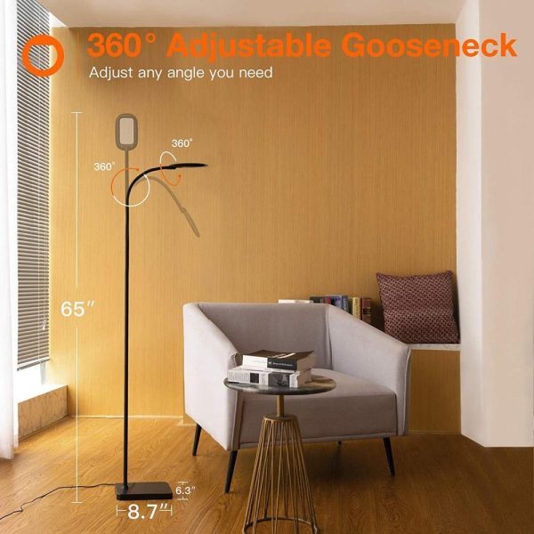 Adapter |   LED Floor Lamp Modern Standing Lights Reading Light(With Remote) Black Adapter Adapter