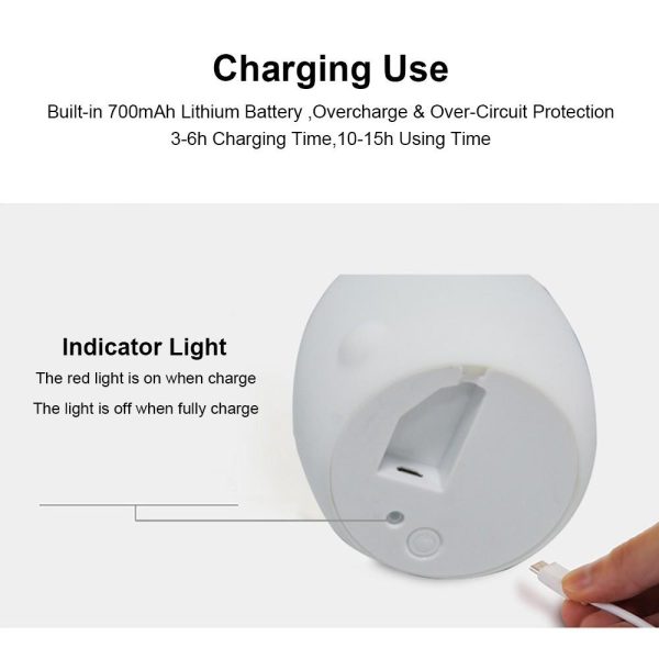 Adapter |   Lovely Led Tapping Light Indoor Bedroom USB Rechargeable Night Light Home Decorative Lamp for Baby Kids Lover Birthday Gifts with Remote Control Adapter Adapter