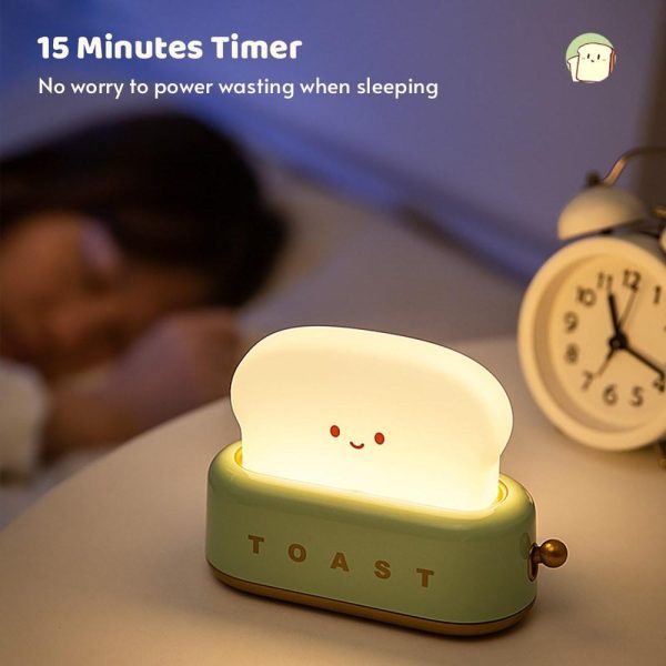 Adapter |   Mini Night Lights Toaster Lamp for Kids Cute Room Decor For Bedroom Living Room Dining Room Desktop Filling   Lights Adjustable Timer Christmas Gift for Girls Boys Friends Green Adapter Adapter