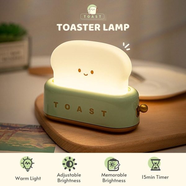 Adapter |   Mini Night Lights Toaster Lamp for Kids Cute Room Decor For Bedroom Living Room Dining Room Desktop Filling   Lights Adjustable Timer Christmas Gift for Girls Boys Friends Green Adapter Adapter