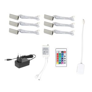 Adapter |   RGB LED Clip On Glass Shelf Lighting Under Cabinet Night Lights Kit for Glass Edge Shelf with Remote Control Rgb Color Adapter Adapter