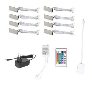 Adapter |   RGB LED Clip On Glass Shelf Lighting Under Cabinet Night Lights Kit for Glass Edge Shelf with Remote Control Rgb Color Adapter Adapter