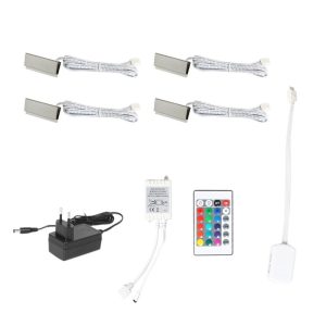 Adapter |   RGB LED Clip On Glass Shelf Lighting Under Cabinet Night Lights Kit for Glass Edge Shelf with Remote Control Rgb Color Adapter Adapter