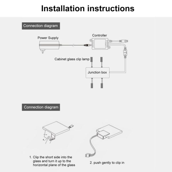 Adapter |   RGB LED Clip On Glass Shelf Lighting Under Cabinet Night Lights Kit for Glass Edge Shelf with Remote Control Rgb Color Adapter Adapter