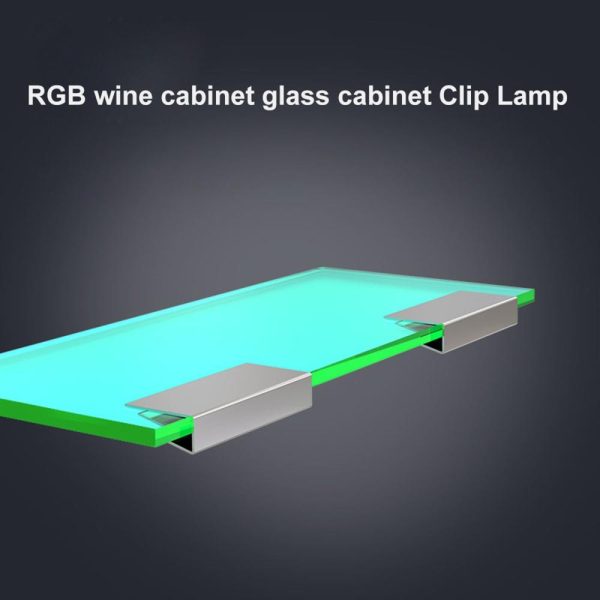 Adapter |   RGB LED Clip On Glass Shelf Lighting Under Cabinet Night Lights Kit for Glass Edge Shelf with Remote Control Rgb Color Adapter Adapter