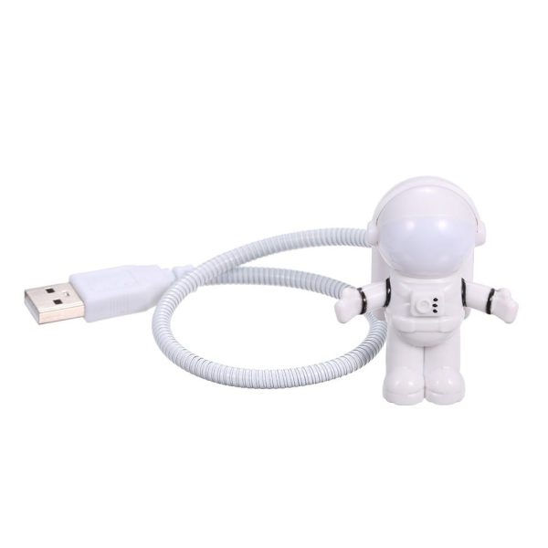 Adapter |   Spaceman Astronaut Shape LED Mini Night Light  Keyboard Lamp USB Charging Port Design Flexible Bendable Hose Portable for Student Office Worker Computer White Adapter Adapter