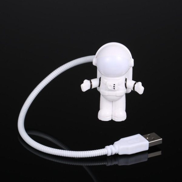 Adapter |   Spaceman Astronaut Shape LED Mini Night Light  Keyboard Lamp USB Charging Port Design Flexible Bendable Hose Portable for Student Office Worker Computer White Adapter Adapter