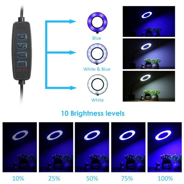 Ballasts |   DC 5V 7W 18 LED Aquarium Light USB Powered Fish Jar Clamp Clip View Lamp Black LED Lighting Ballasts