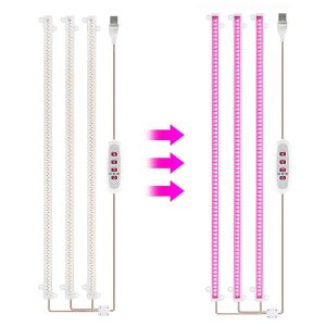 Camping Lights |   LED Plant Grow Light Strips 6.2W 126LED 82.6lm Bright Grow Lamp with 8H/12H/16H Timer 5 Dimmable Brightness Growth Light for Green House Hydroponics Succulent 3 Bars Pink1 Camping Lights Camping Lights