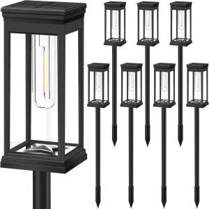 Dimmers |   8pcs Solar Garden Lamp Outdoor Ground Lamp Landscape Lamp Garden Light Solar Lawn Lamp Black Dimmers Black