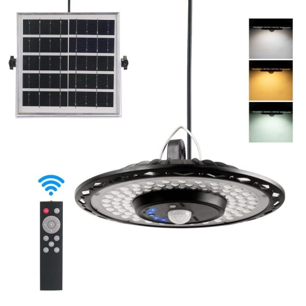 Headlights |   180LEDs Solar Powered Pendant Lamp Wall Lamp Garage Light Motion Sensor Light with Remote Controller Black Headlights Black