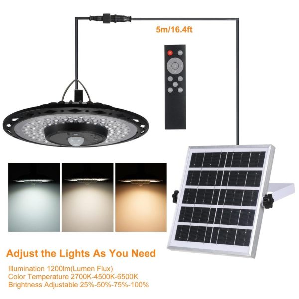 Headlights |   180LEDs Solar Powered Pendant Lamp Wall Lamp Garage Light Motion Sensor Light with Remote Controller Black Headlights Black