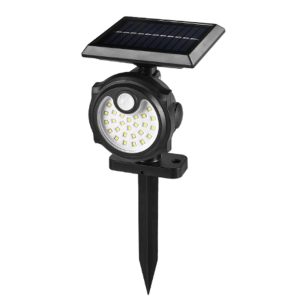 Headlights |   26 LEDs Solar Powered Wall Lights with Ground Stake Human Induction and Lighting Control Black Headlights Black