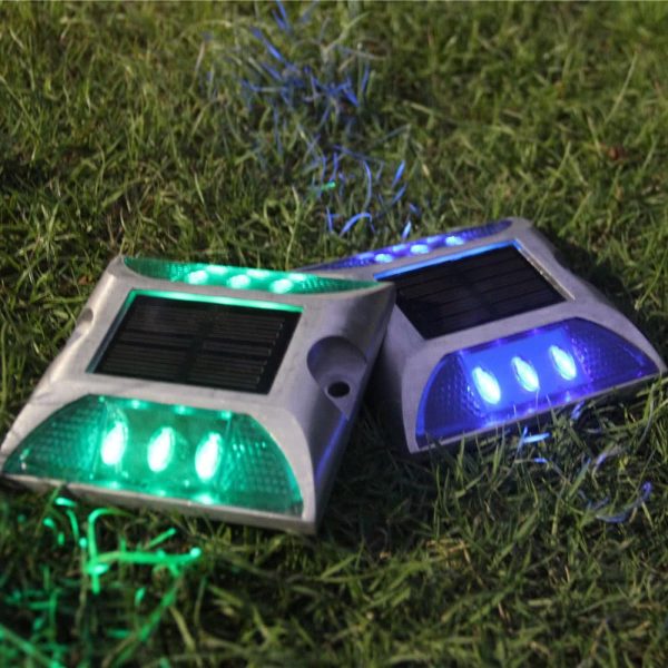 Headlights |   2W 6 LED Solar Powered Driveway Lamp Light Blue Headlights Blue