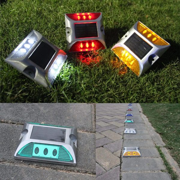 Headlights |   2W 6 LED Solar Powered Driveway Lamp Light Green Headlights Green