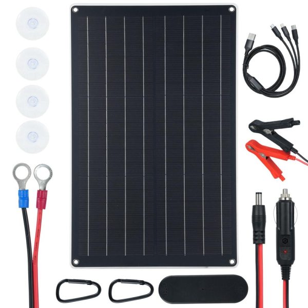 Headlights |   30W High-Efficiency Monocrystalline Solar Panel for Cell Phone Outdoor Power Storage Black Headlights Black