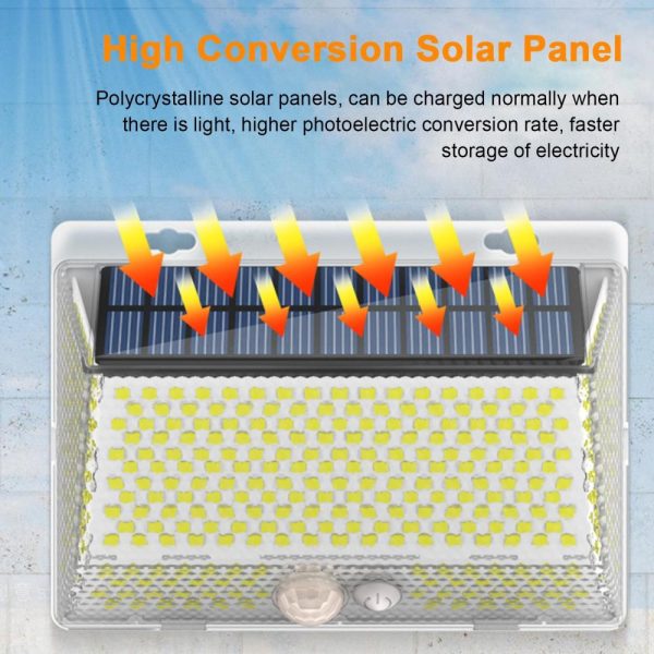 Headlights |   328LEDs Solar Garden Outdoor LED Wall Light Yellow Headlights Headlights