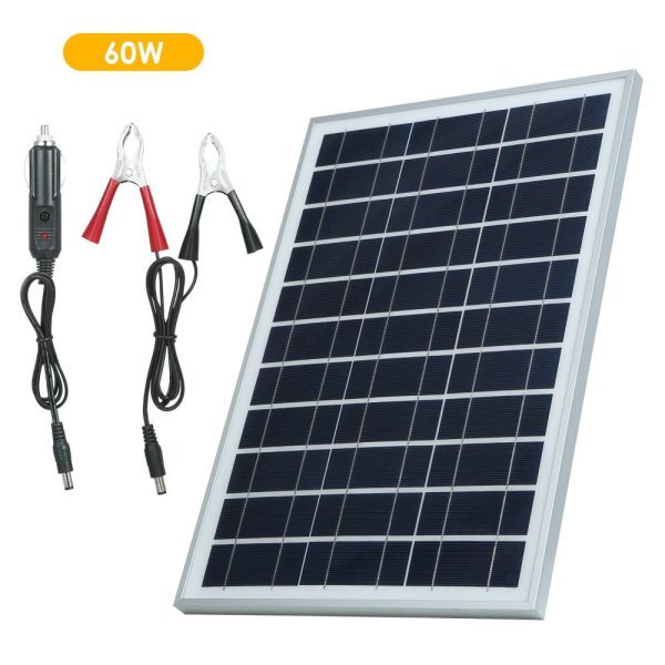 Headlights |   60W DC 5V/18V Flexible Solar Panel Kit Set IP65 Water Resistance/ DC Alligator Clip/ 1 * Car Charger Grey Headlights Grey