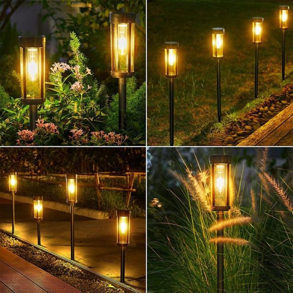 Headlights |   6pcs Solar Powered Lawn Lamp Outdoor Pathway Light Landscape Decorative Garden Lights Black Headlights Black