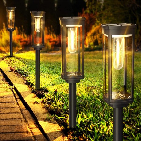 Headlights |   6pcs Solar Powered Lawn Lamp Outdoor Pathway Light Landscape Decorative Garden Lights Black Headlights Black