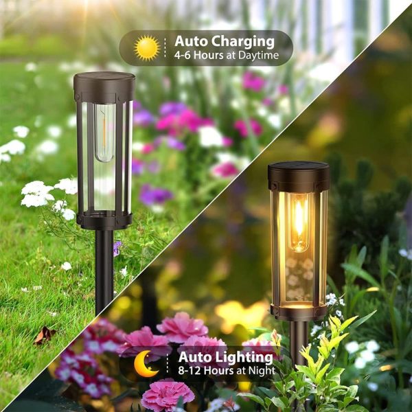 Headlights |   6pcs Solar Powered Lawn Lamp Outdoor Pathway Light Landscape Decorative Garden Lights Black Headlights Black