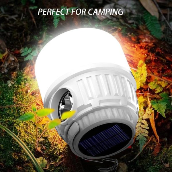 Headlights |   Outdoor Solar Rechargeable Bulb Light Waterproof Multifunctional Camping Light White Headlights Headlights