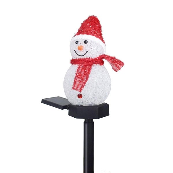 Headlights |   Solar Christmas Snowman Ground Inserted Lamp Outdoor Garden Decoration Landscape LED Lawn Lamp Red Headlights Headlights