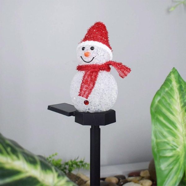 Headlights |   Solar Christmas Snowman Ground Inserted Lamp Outdoor Garden Decoration Landscape LED Lawn Lamp Red Headlights Headlights