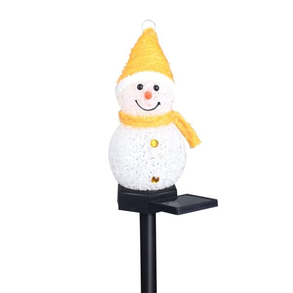 Headlights |   Solar Christmas Snowman Ground Inserted Lamp Outdoor Garden Decoration Landscape LED Lawn Lamp Yellow Headlights Headlights