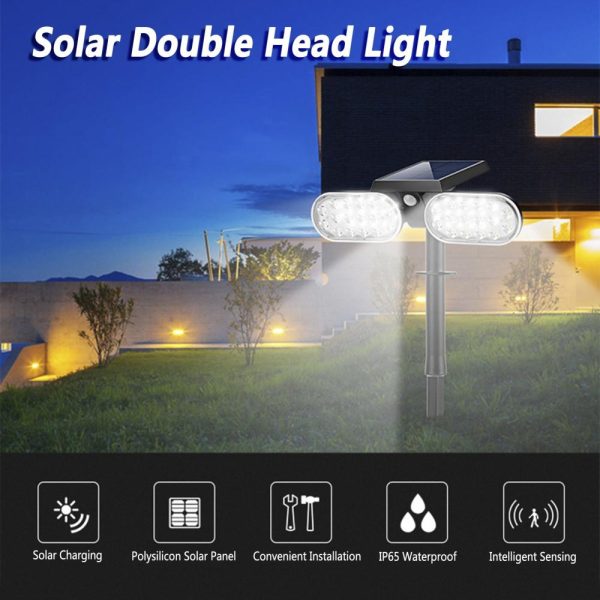 Headlights |   Solar Double Heads Light Outdoor Waterproof LEDs Landscape Lamp Headlights Headlights