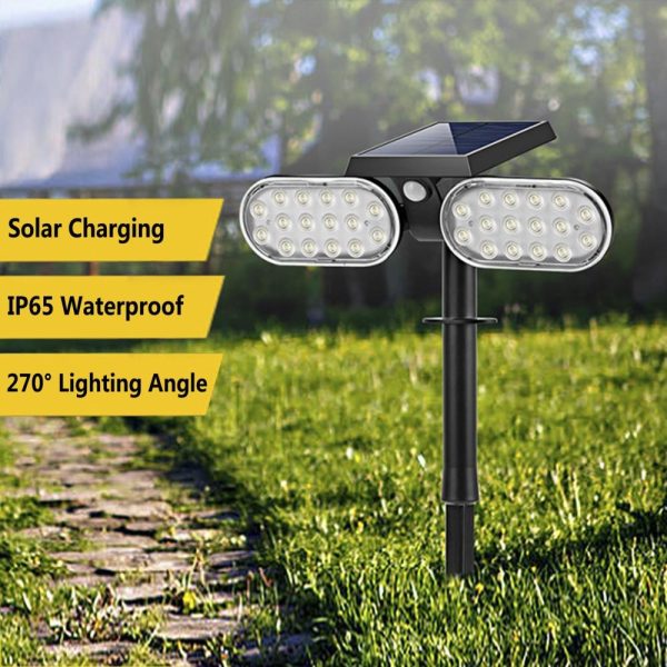 Headlights |   Solar Double Heads Light Outdoor Waterproof LEDs Landscape Lamp Headlights Headlights