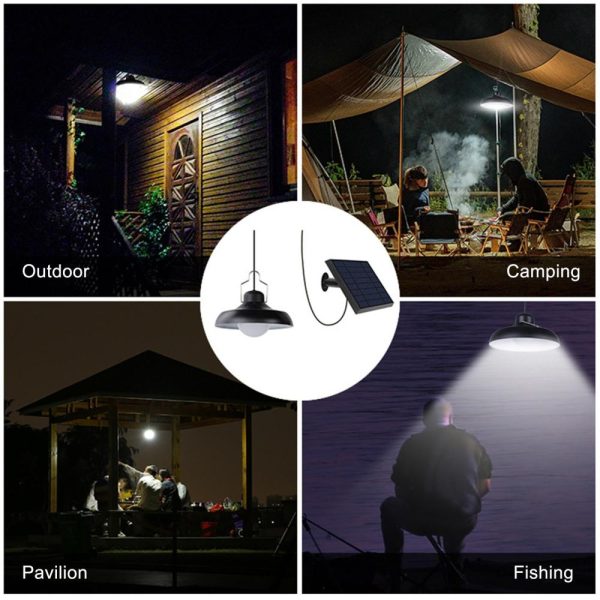 Headlights |   Solar Hanging-Light Outdoor Waterproof Solar Powered Lamp with Remote Controller for Yard/Garden/Camping/Fishing Black Headlights Black