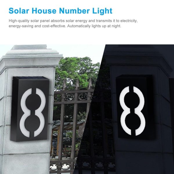 Headlights |   Solar House Number Light LED Illuminated Address Plaque for Houses Address Numbers Solar Powered LED Address Sign for Home Villa Yard Street Black & White Headlights Black & White