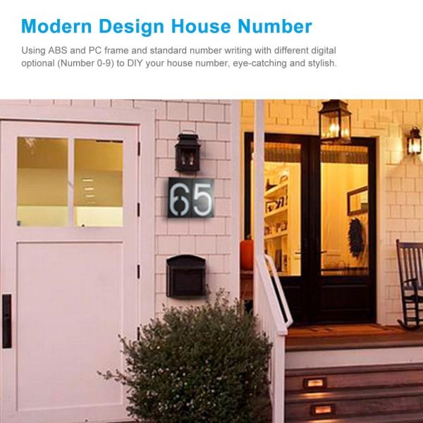 Headlights |   Solar House Number Light LED Illuminated Address Plaque for Houses Address Numbers Solar Powered LED Address Sign for Home Villa Yard Street Black & White Headlights Black & White