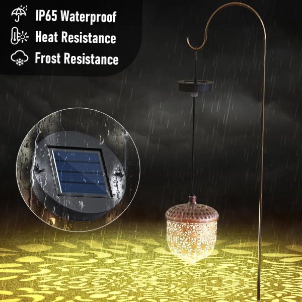 Headlights |   Solar Light Outdoor Hanging Solar Lantern Garden Outdoor Solar Light with Handle Retro Metal Waterproof Patio Yard Pathway Decorative 1 Pc Bronze Warm White Headlights Headlights