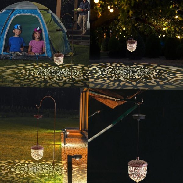 Headlights |   Solar Light Outdoor Hanging Solar Lantern Garden Outdoor Solar Light with Handle Retro Metal Waterproof Patio Yard Pathway Decorative 1 Pc Bronze Warm White Headlights Headlights