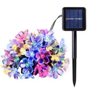 Headlights |   Solar Powered Flower String Lights 7m/22.97ft 50pcs Cherry Blossoms Colorful LEDs Fairy Light Multicolor Headlights Headlights